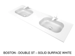 Plan vasque à encastrer, double lavabos intégrés angle arrondi, L. 120 à 200 cm x 40 à 60 cm, résine minérale ACRYSTONE® SOLID SURFACE Finition lisse, Livraison Offerte et Rapide.